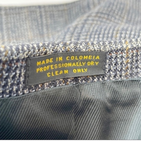 Vtg OSCAR DE LA RENTA Men’s Charcoal Houndstooth Plaid Sport Wool Coat Size 41S - Picture 8 of 10